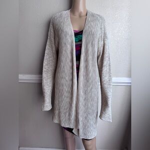 Tahari GRAY Ribbed Open-Front Cardigan LARGE used